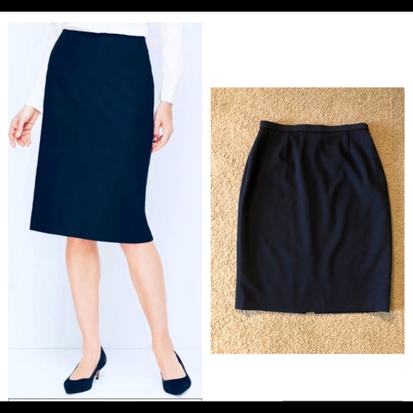 Dana Buchman 100%Wool Skirt 12 Pencil Classic Navy - Picture 1 of 10